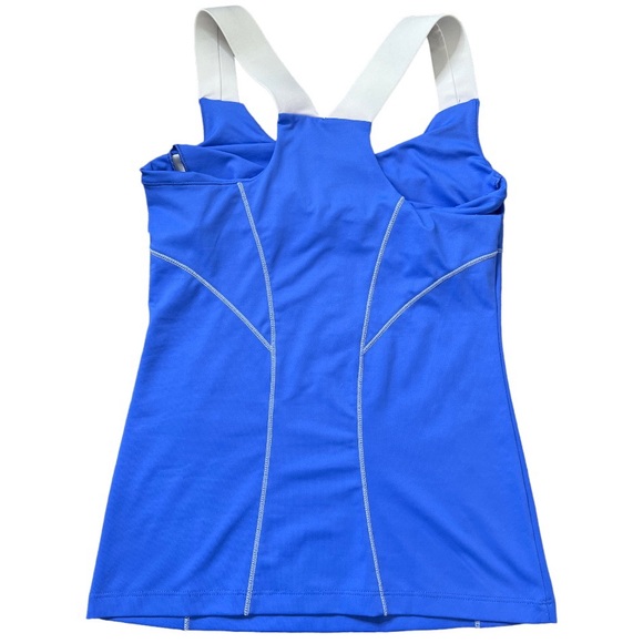 AVIA Racer Back Tank With Ruched Front & Shelf Bra Bluebell Blue Size Small - Picture 6 of 7